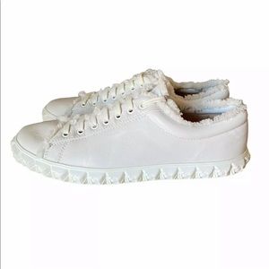 Stuart Weitzman Cream Textured Sneakers